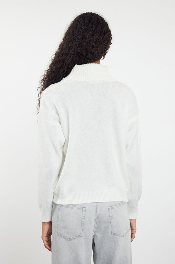 Women's Fashion Stylish Sweater Black Soft Textured Stone Detailed Turtleneck Knitwear Sweater