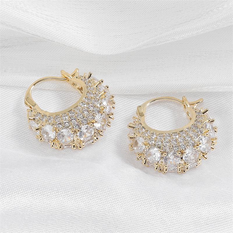 ZAKOL Sparkling Micropaved Zirconia Hoop Earrings Fashion Gold Color U-shaped Earring Party Zircon