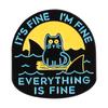 It's Fine I'm Fine Enamel Pin Custom Funny Cat Sharks Sword Brooch Lapel Badge Kitten Animal Jewelry Gift for Kids Friends