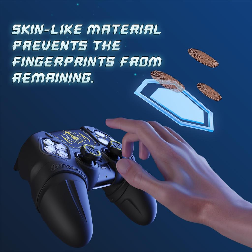 Силиконовый чехол PlayVital Runes Edition для сенсорной панели с наклейкой на упор для большого пальца и крестообразной клавишей совместим с оригинальной зарядной подставкой PS5 с чехлом