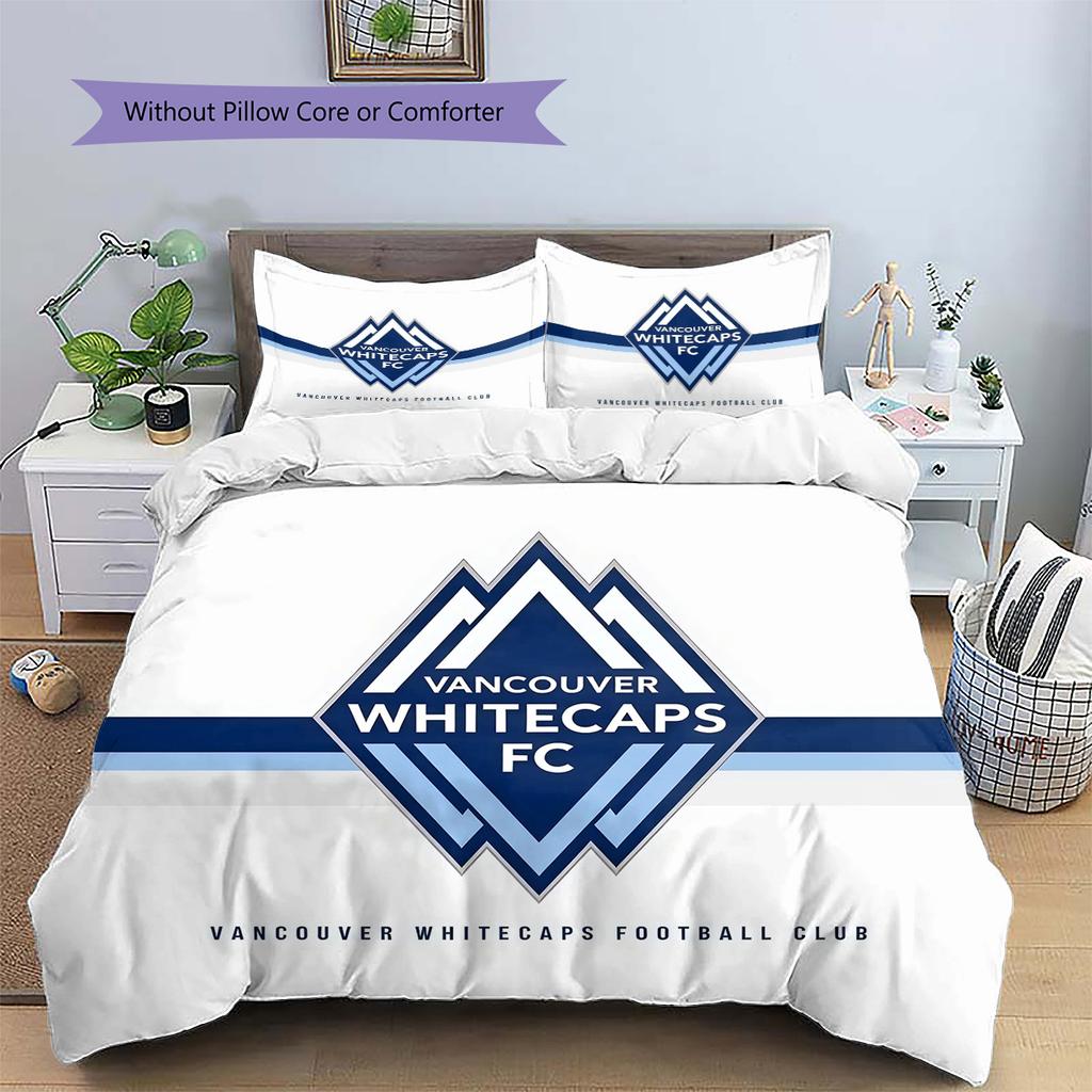Vancouver Whitecaps Football Club Pattern Bedding Quilt Set Home Decoration Gift (1 * duvet cover + 2 * pillowcase without core)