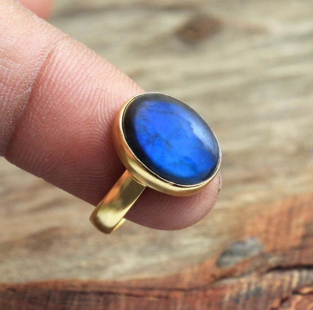 Labradorite Ring, Gold Plated Jewelry, Handmade Ring, 925 Sterling Silver, Statement Ring, Women Ring