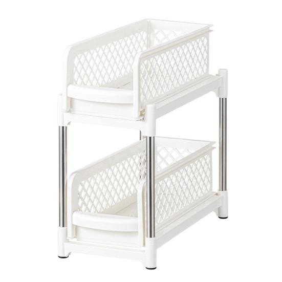 Выдвижной органайзер под раковиной, стеллаж для хранения, двухслойный дизайн, большая вместимость, прочная несущая способность, простая сборка