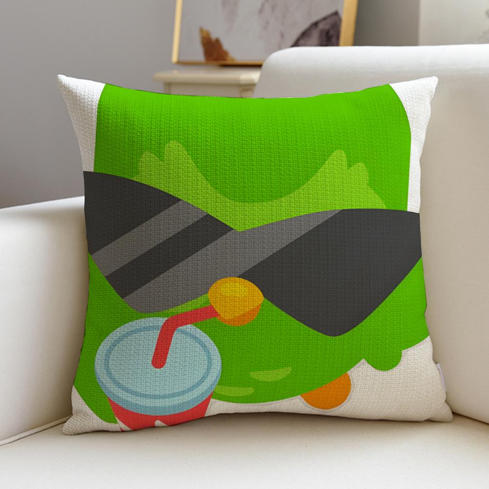 Fun DDuolingoS Cushion Cover Breathable and skinfriendly linen pillowcase square removable and washable cushion