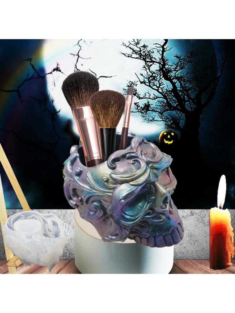 3D форма черепа смолы коробка для хранения черепа силиконовая форма эпоксидная форма для литья смолы Хэллоуин вечерние поставки украшения дома