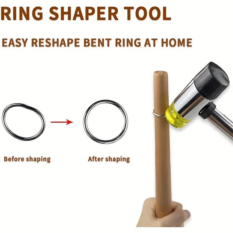 Yasumai Jewelers Rubber Hammer Mallet with Wood Ring Mandrel Sizer Sizing Adjuster Repair Tools Jewelry Making Kit