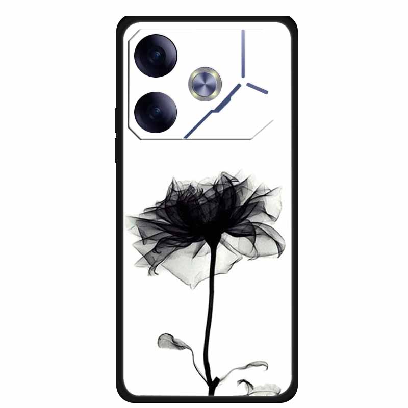 Чехол для телефона Tecno Pova 6 Задняя крышка Ударопрочный Черный Силикон Мягкий Funda для Tecno Pova 6 Чехол Pova6 6.78" Capas Coque