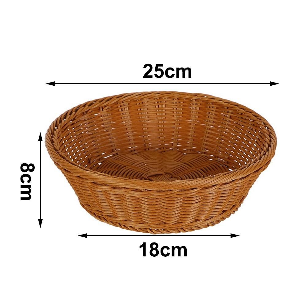 Hand-Woven Imitation Rattan Basket Round Bread Basket Food Storage Basket Household Storage