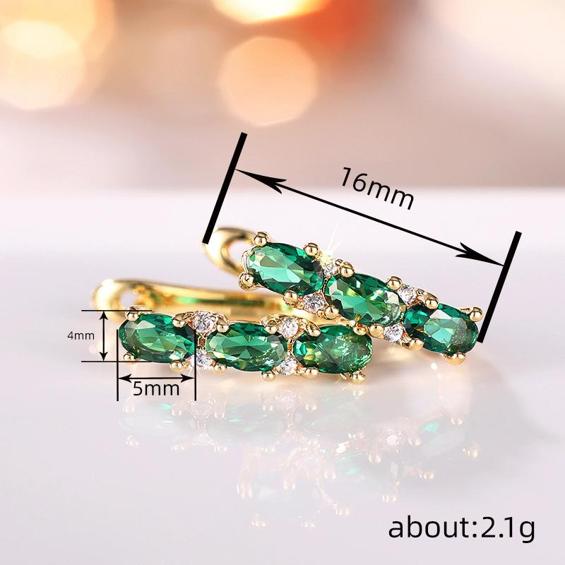 Shiny 925 Sterling Silver Green Cubic Zircon Earrings for Women Newly Trendy Party Ear Accessories Daily Wearable Jewelry Gifts