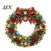 Handmade Christmas Decoration DIY Acrylic Faux Pearl Art Hanging Kit, Lighted Wreath 3D Beaded Craft Festive Mantelpiece Ornament Kit with LED String