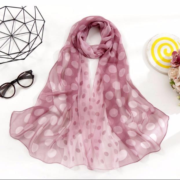 Весенне-летний тонкий полупрозрачный шарф в горошек, ветрозащитный и солнцезащитный шарф с художественным декором в горошек, длинный