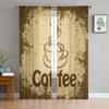 Винтажные прозрачные кофейные шторы для гостиной, прозрачные тюлевые занавески для окон, спальни, кухни, домашний декор, вуаль, шторы