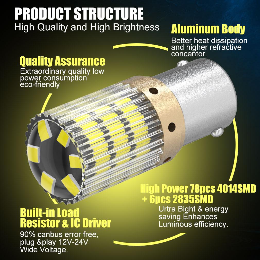 2 шт. 1156 BA15S P21W светодиодные лампы BAU15S PY21W 1157 BAY15D P21/5W светодиодные лампы T20 7443 W21/5W 7440 W21W WY21W 12V белый красный янтарный автомобильный свет указатель поворота авто