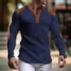3D Breathable Men's Casual Sweatshirt Autumn V-Neck Top with Button Fashion Men's T-Shirt