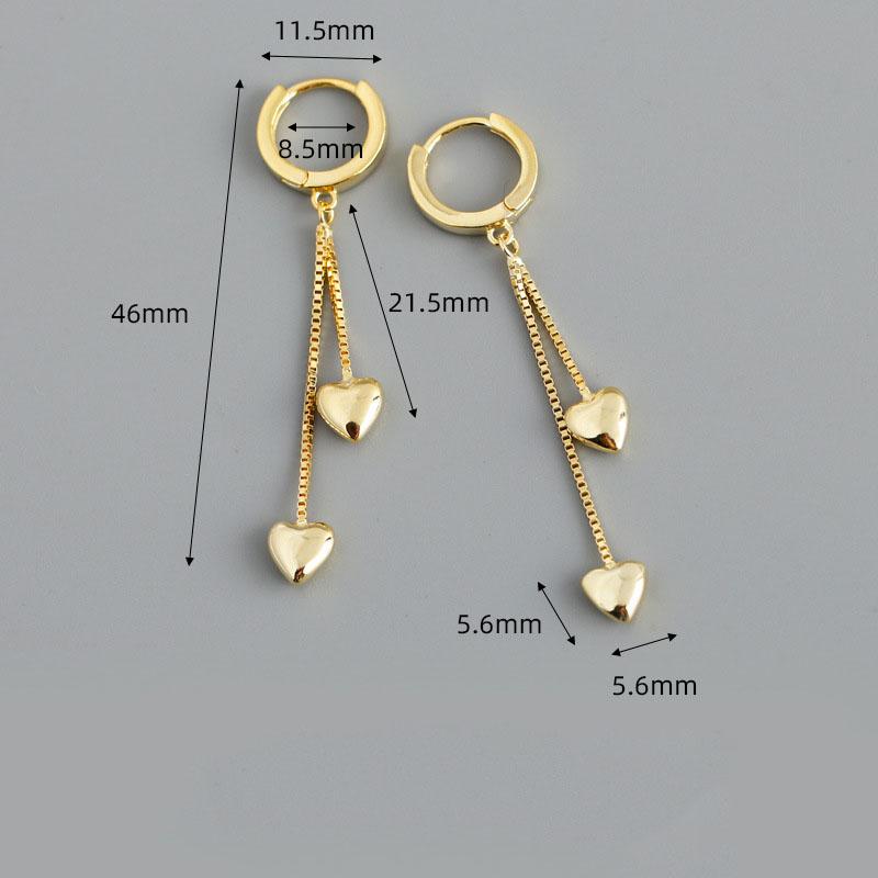 Серебряный цвет Сердце Цепочка Кисточка Серьги-кольца Простые Классические Золотые Женские Украшения oorbellen