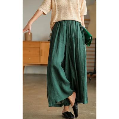 Женские летние литературные ретро-брюки с широкими штанинами, прямые свободные брюки для отдыха, брюки-девятиминутки