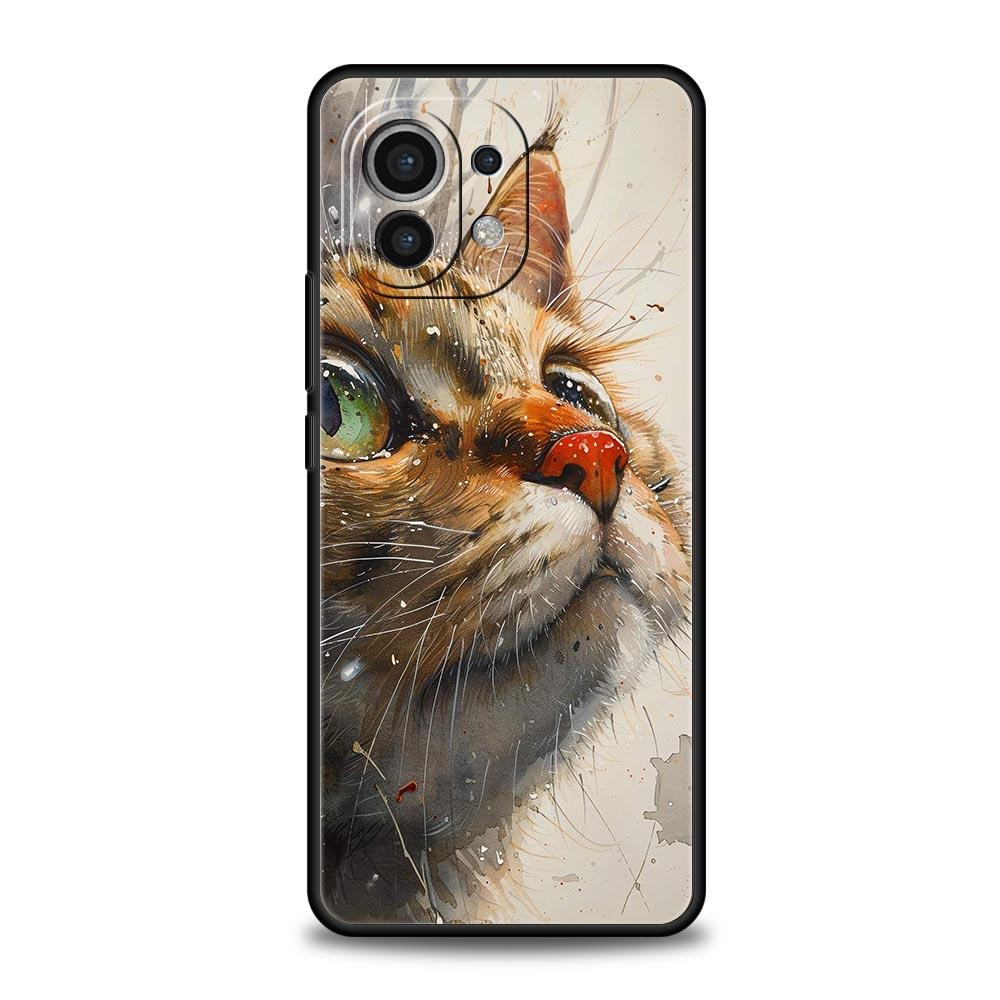 Cute Cat Phone Case Cover for Xiaomi Mi 17 15 14 13 12 11 Ultra 15T 14T 13T 12T 11T Pro Lite 5G Soft TPU Shell Fundas Capas Bags