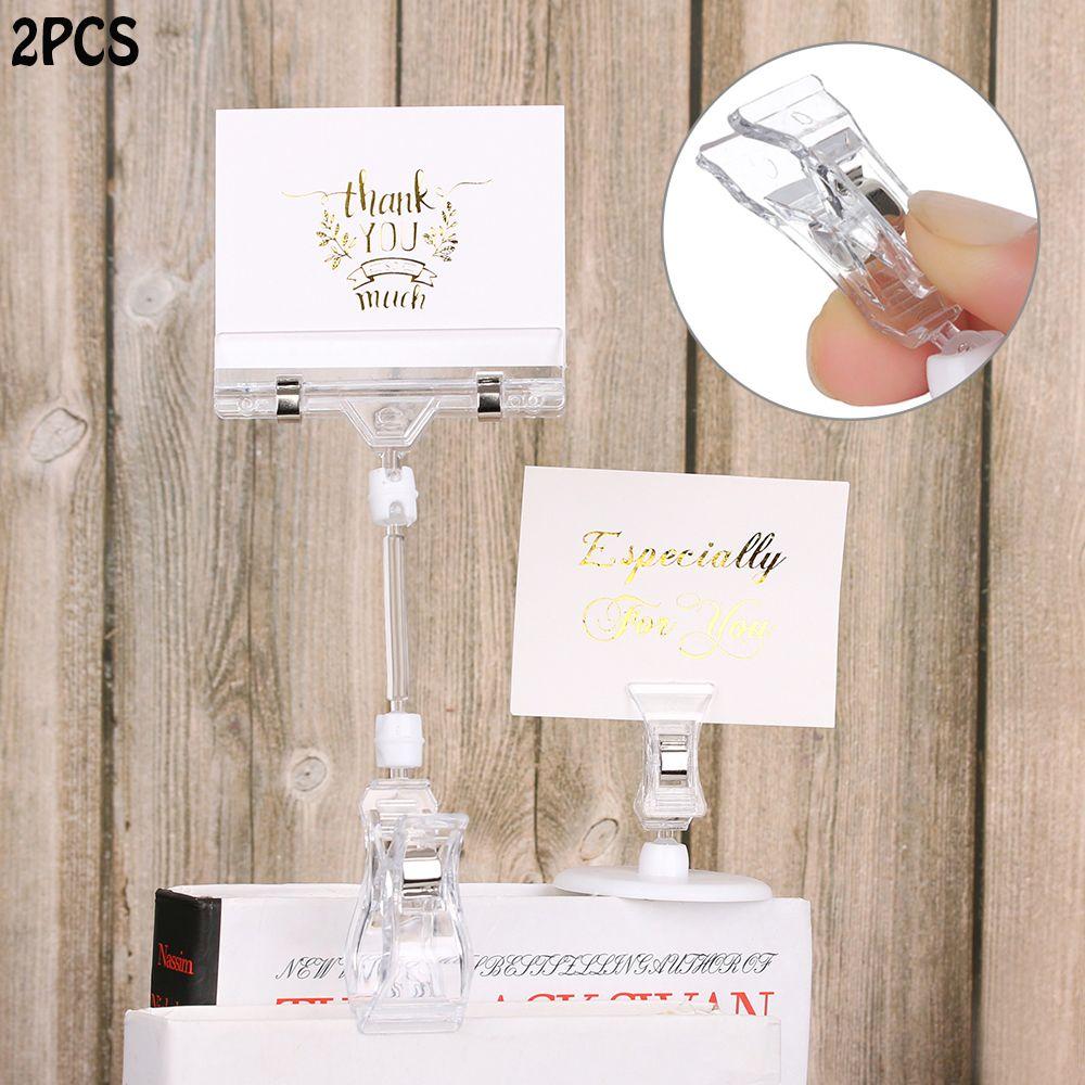 2PCS Sign Card  Double Clips Useful Transparent Plastic Advertising Folder  Display Holder