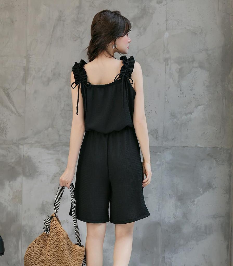 Женский рашгард Teddy с оборками на плечах, полная защита, амфибийный, rashguard074 (JP, Алфавит, L, Стандартный, Черный)