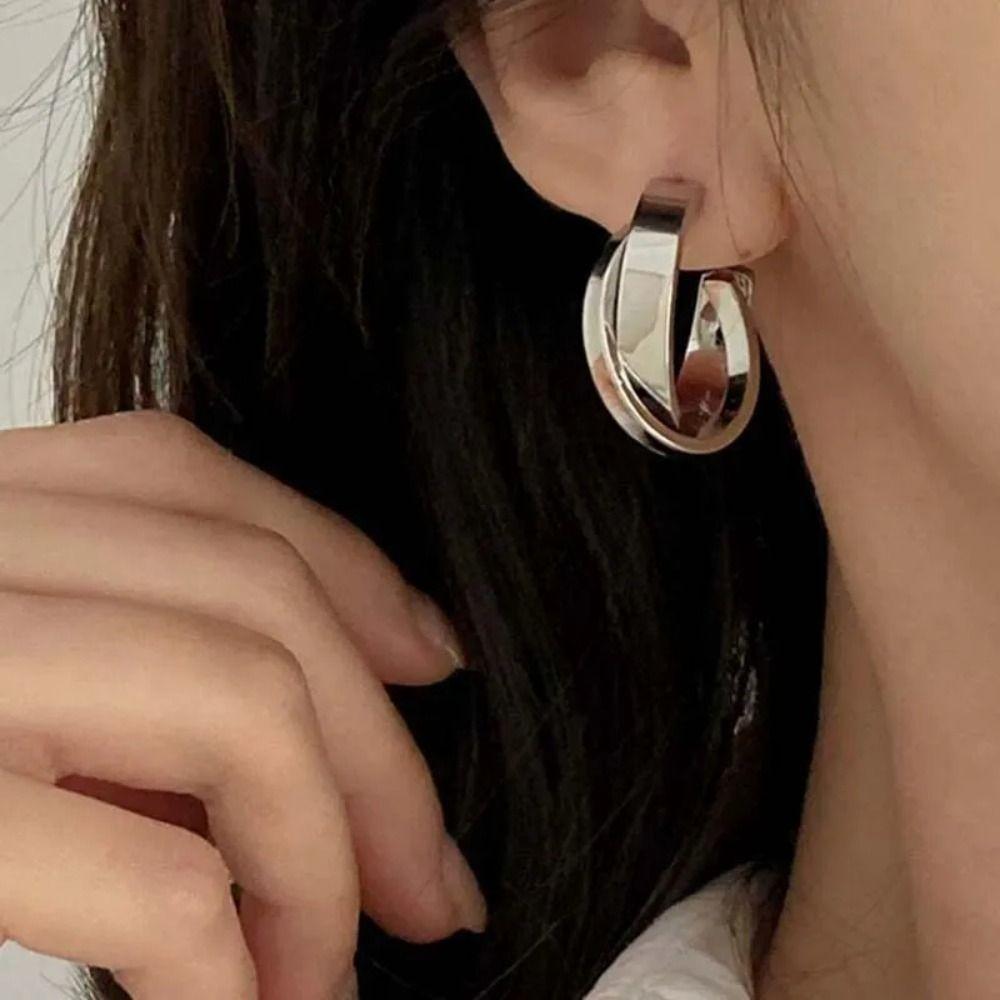 Серьги из сплава металла геометрической формы с перекрещивающимися петлями, серьги-капли C-образной формы, женские