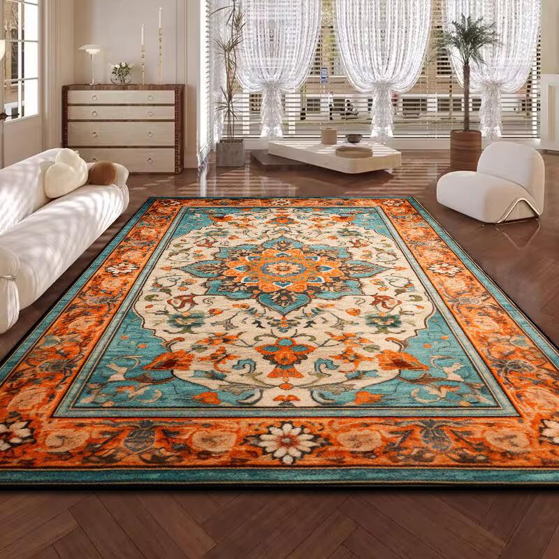 Retro Persian American Carpet Large Area Living Room Decoration Home Ethnic Style Bedroom Rug Cloakroom Lounge Soft Mat Washable