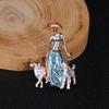 Girls Fashion Jewelry Enamel Suit Scarf Clip Bag Lapel Pins Two Dogs Brooches Lady Brooch Pins