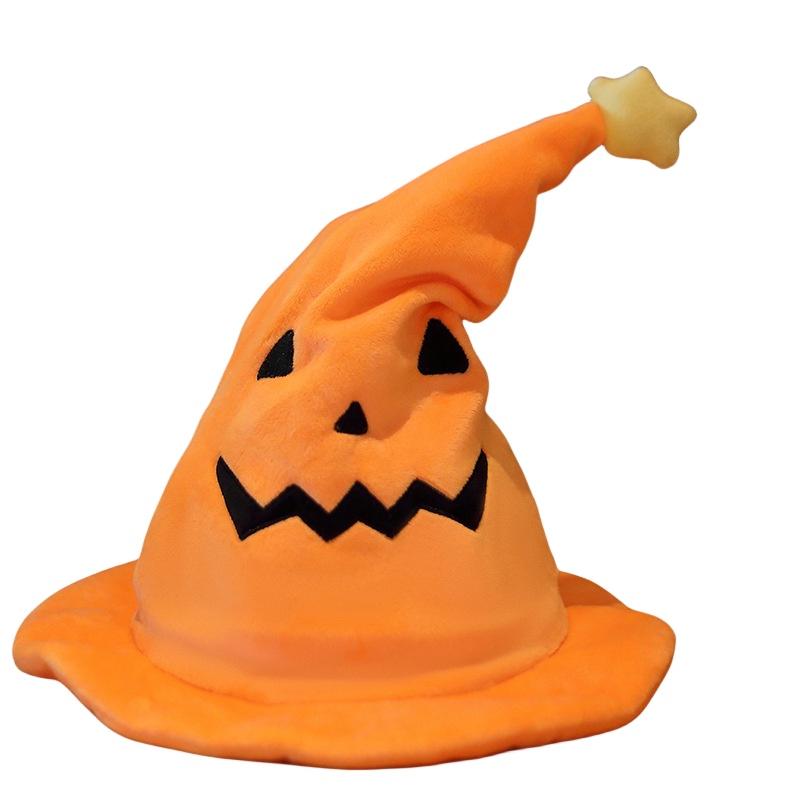 Хэллоуин Электрическая Тыква Шляпа Эльфа Фестиваль Привидений Вечеринка Костюм Плюшевая Игрушка Желтый 30*30*40см Черный 30*30*40см