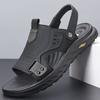 Мужские сандалии новые из коровьей кожи повседневные пляжные туфли для лета на толстой подошве двойного назначения для вождения крутые шлепанцы мужские 2025