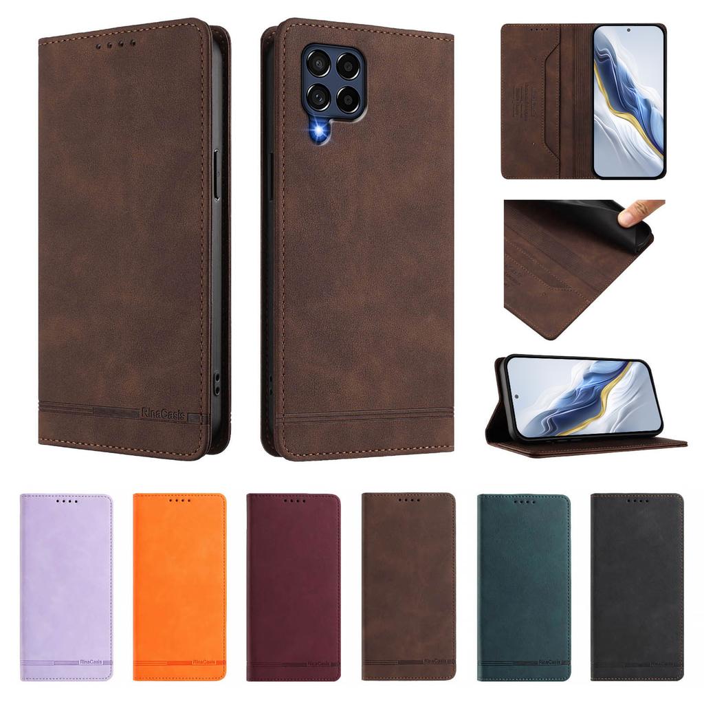 Магнитный кожаный чехол для телефона на Samsung Galaxy M53 M33 M23 M13 M62 M52 M42 M32 M22 M12 M02 Чехол-книжка с карманом для карт и подставкой