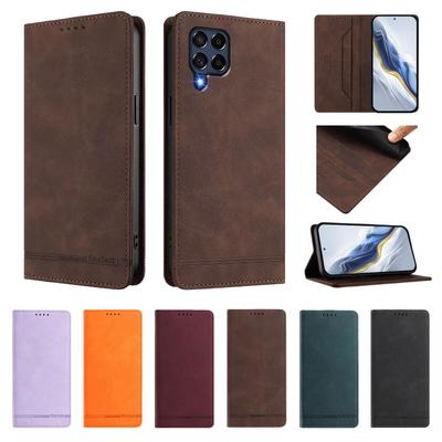 Магнитный кожаный чехол для телефона на Samsung Galaxy M53 M33 M23 M13 M62 M52 M42 M32 M22 M12 M02 Чехол-книжка с карманом для карт и подставкой