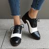 Woman Oxford Dress Shoes Comfy Multicolor Brogues Pumps Wing Tips Lace Up Patchwork Two Tone Color for All Events