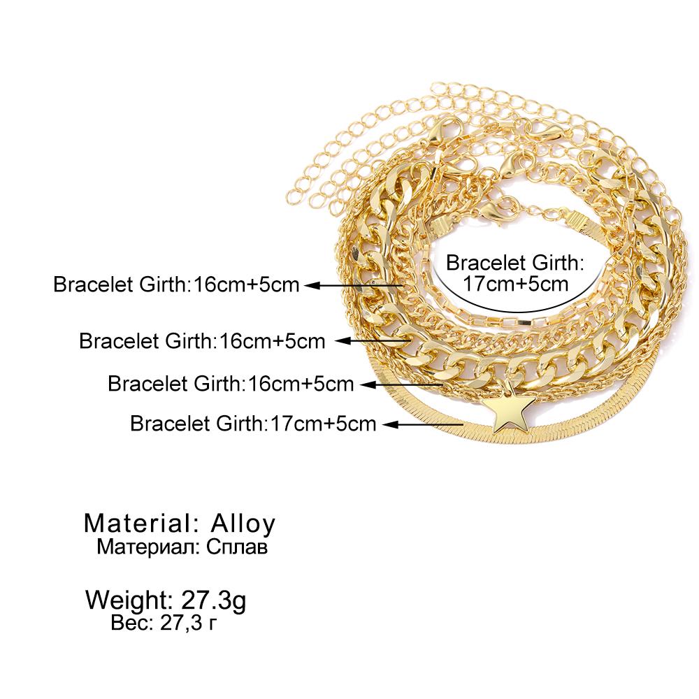 5 Piece Bracelet Couple Fashion Matching Bracelet Hollow Carved Star Pendant Light Luxury Temperament Girl Exquisite Bracelet Gift