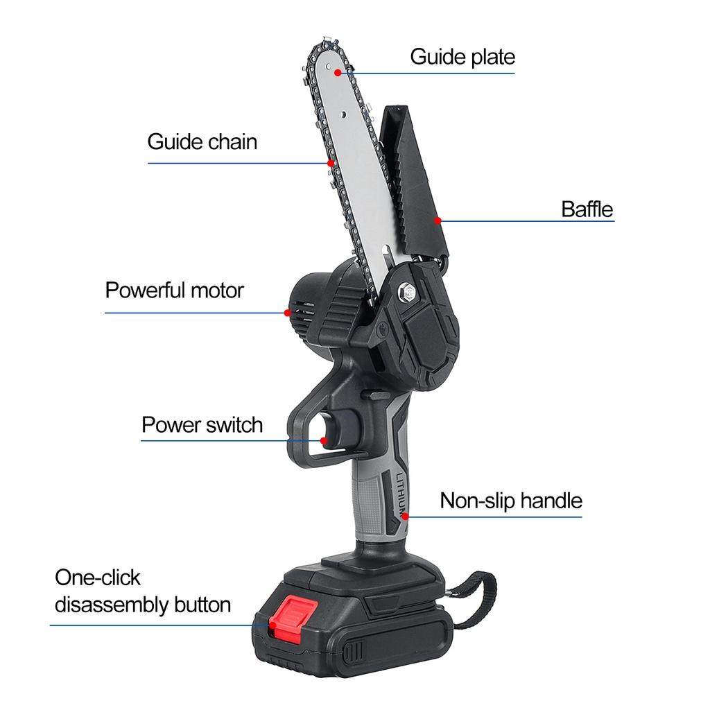 Мини-электрическая пила, бензопила для обрезки деревьев, 6 дюймов, 3000 Вт, портативная пила для обрезки ветвей, садовый инструмент для обрезки деревьев, деревообрабатывающий резак