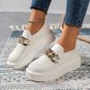Толстая подошва Fly Woven дышащие низкие туфли-лодочки, женские мокасины с цепочным декором