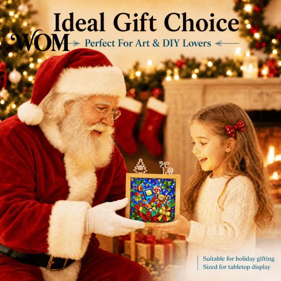Decorative Lighted Puzzle Art DIY Acrylic LED Night Light, Christmas Town Jigsaw Lamp, Hand Light Assembled for Bedroom Desktop Warm White Lighting