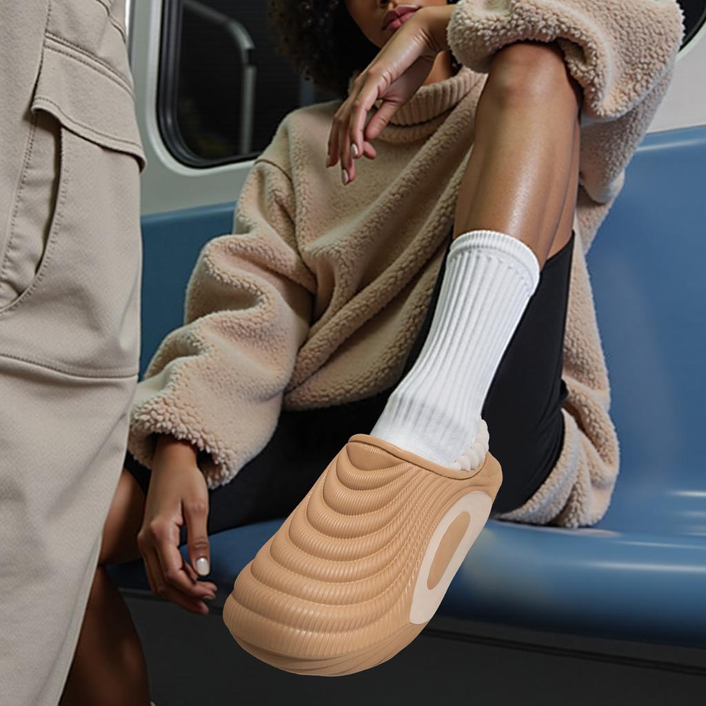 Platform Women Cotton Slippers Plush Warm Thick Bottom Slides Breathable Soft Non-slip Slippers Indoor Outdoor Men Cotton Slippers