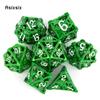 7 Pcs Green Flying Dragon Metal Dice Hollow Metal Polyhedral Dice Set Suitable for Role-Playing RPG Board Game Card Game