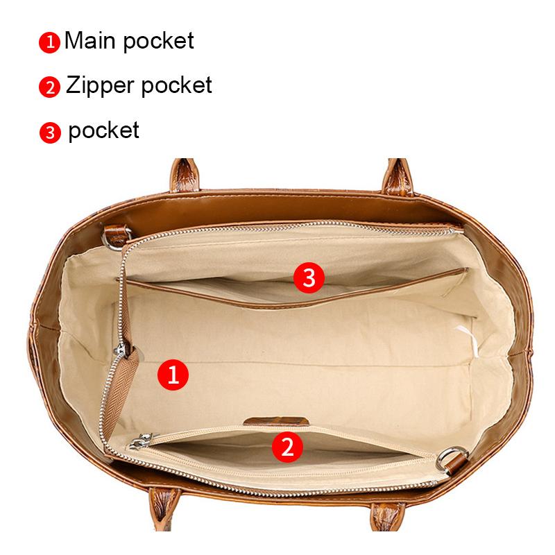 Elegant Brown Croco-Embossed Cowhide Tote Bag – Spacious & Stylish for Travel and Everyday Use