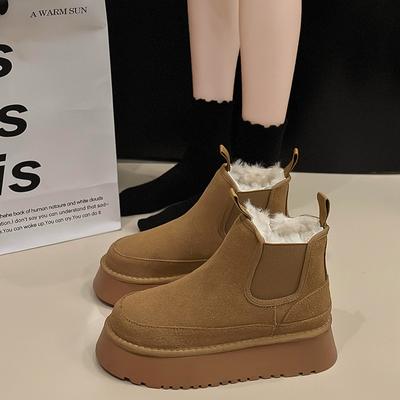 Модные Новые Зимние Женские Ботинки Высокие Зимние Ботинки Утепленные Плюшевые Теплые Простые и Универсальные Удобные Хлопковые Туфли