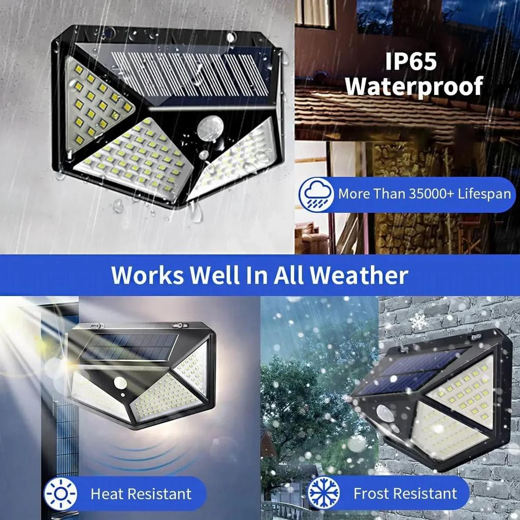 4/6/8PCS 100 LED Wall Lights Outdoor Waterproof Solar Lamp PIR Motion Sensor Solar Powered Street Light for Garden Decoration