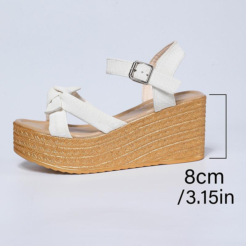 Fashion Thick Bottom Wedge Sandals Women White Cross Strap Chunky Platform Sandals Woman Summer Fashion Ankle Strap High Heel Sandalias