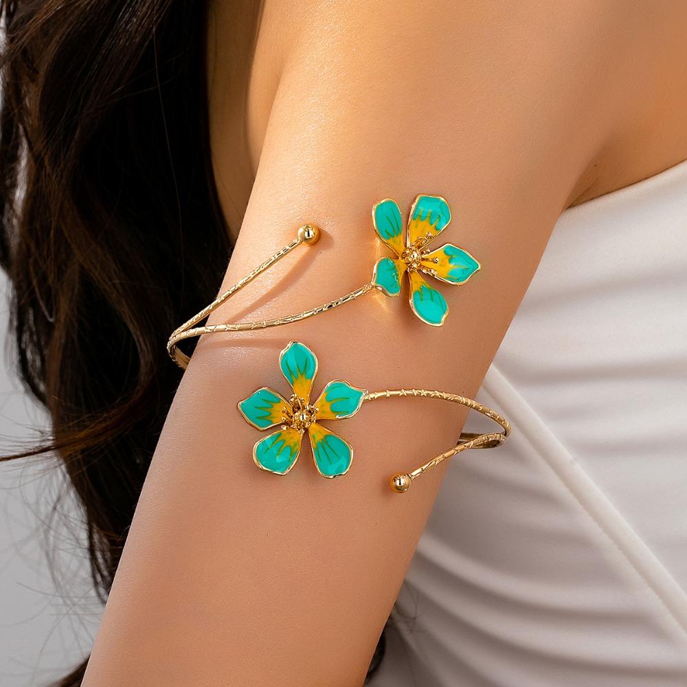 Adjustable Opening Arm Bracelet Floral Arm Ring Arm Cuff Bracelet  for Parties & Special Occasions