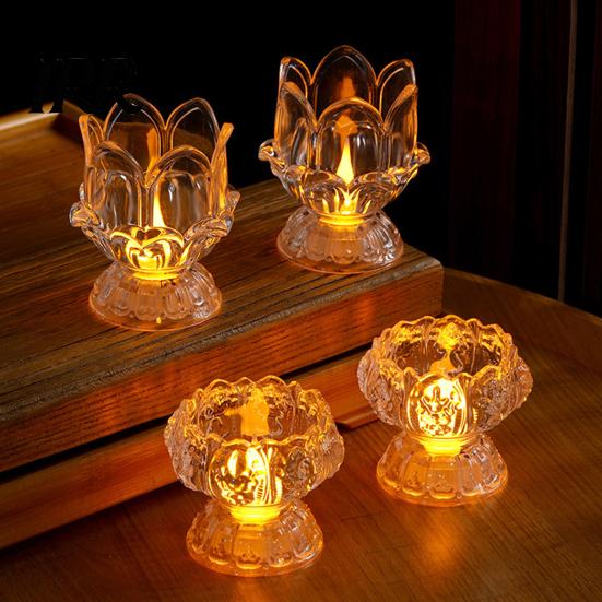 Battery Powered Candle Light Clear Lotus LED Electric Flameless Simulation Living Room Ambient Home Bedroom Anniversary Wedding Christmas
