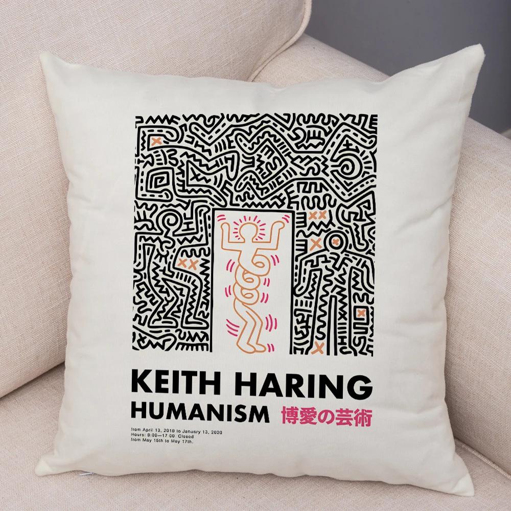 Nordic Style Plush Throw Pillow Case Abstract Keith Artwork Cushion Cover for Sofa Home Car Decor Geometric Art Print Pillowcase