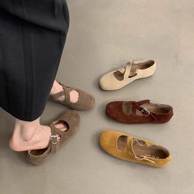 Мода SUOJIALUN 2024 Новый Бренд Женская Обувь на Плоской Подошве Мода Круглый Носок Женская Элегантная Обувь Мэри Джейн Повседневная Мягкая Плоский Каблук Платье Балетки