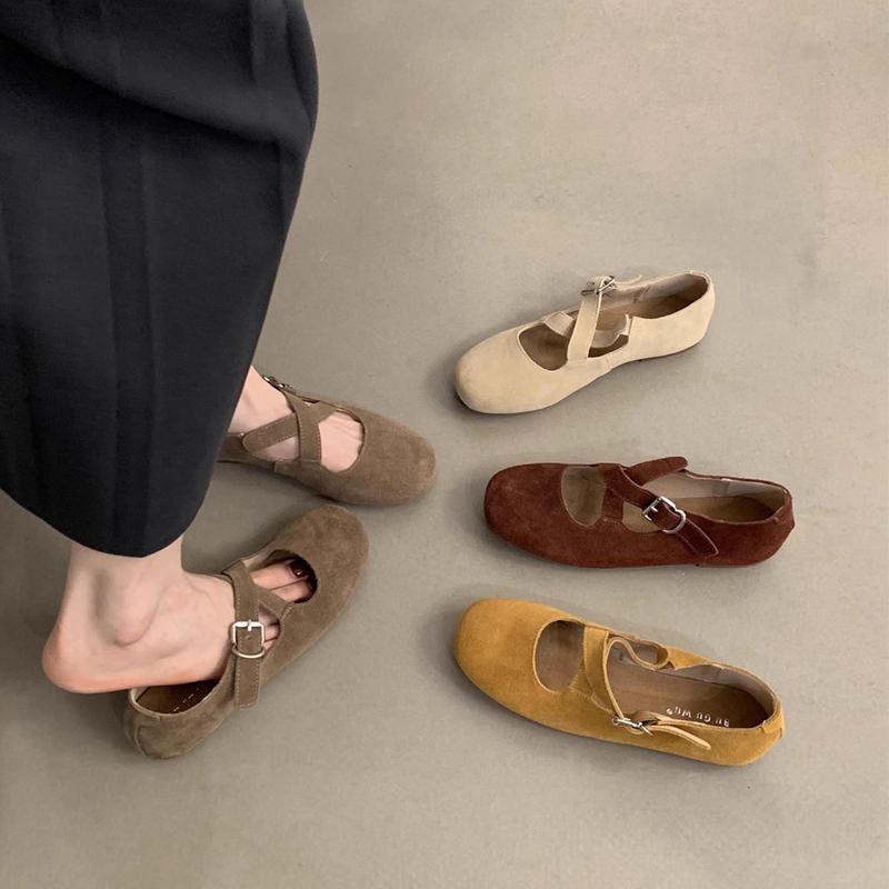 Fashion SUOJIALUN 2024 New Brand Women Flat Shoes Fashion Round Toe Ladies Elegant Mary Jane Shoes Shallow Soft Flat Heel Dress Ballerin