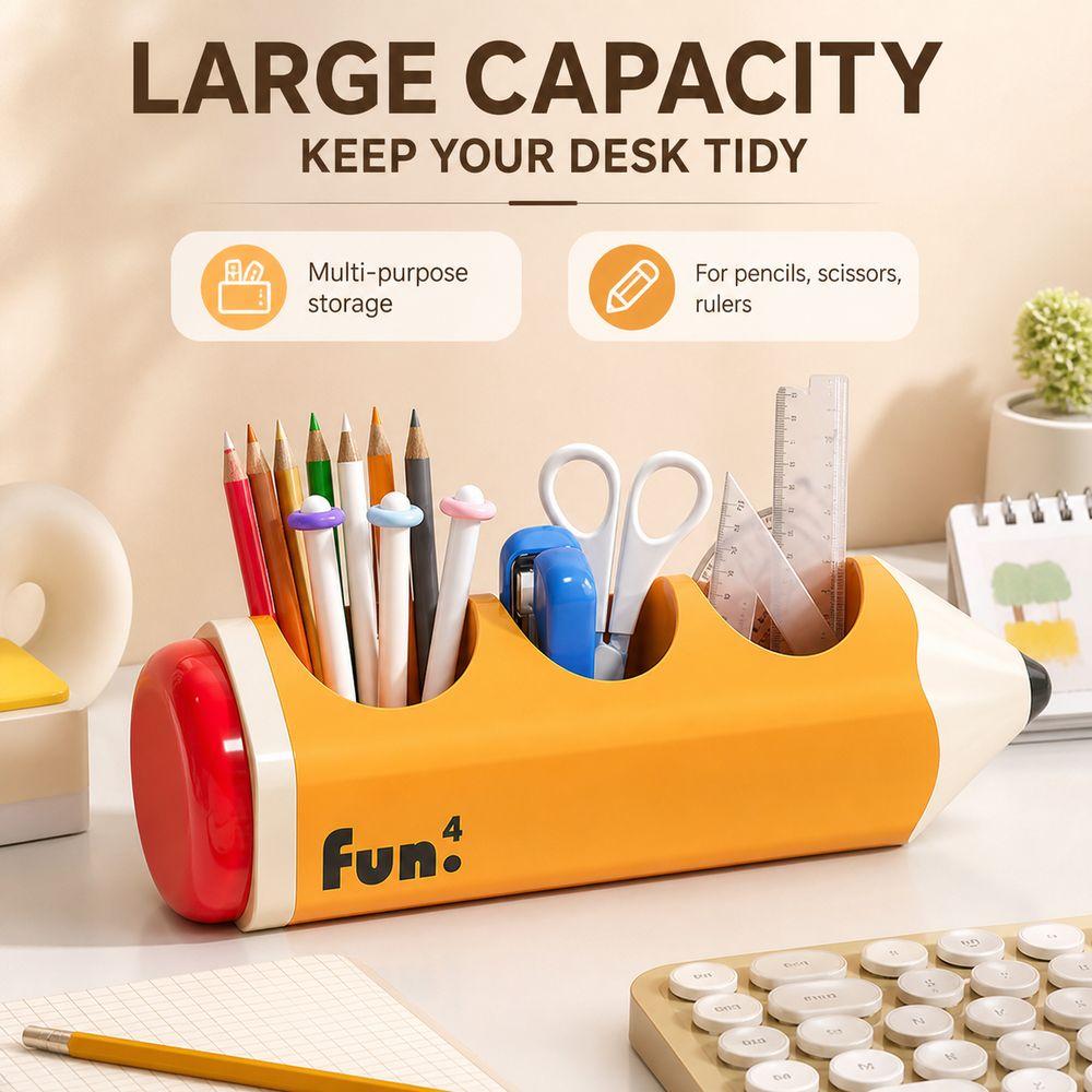 Plastic Pencil Holder Cartoon Style Desk Organizer Durable Pencil Cup Student Use