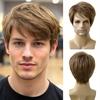 Synthetic Man's Short Wig Trendy Ombre Brown Wig with Bangs Natural Soft Breathable Layered Wig for Male Daily Cosplay