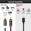 [Apple MFi Certified] Lightning to RCA Cable Audio Aux Adapter2-Male Y Splitter