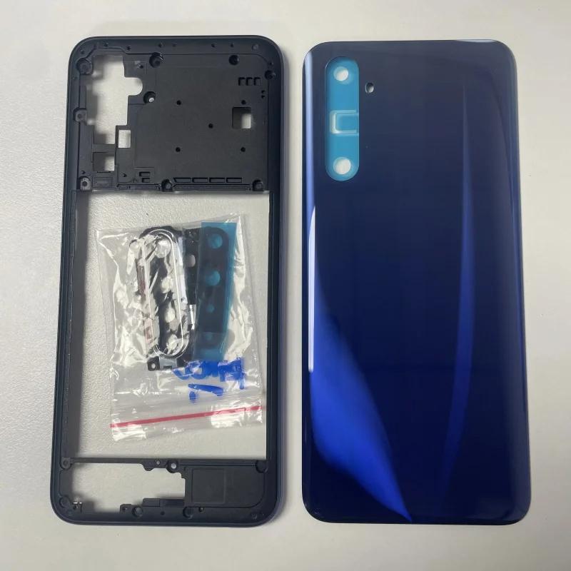 Phone Housing Middle Frame Battery Back Cover Case Panel with Camera Lens Side Button For Oppo Realme 6 RMX2001